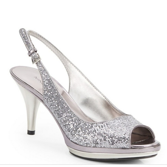 nine west silver heels